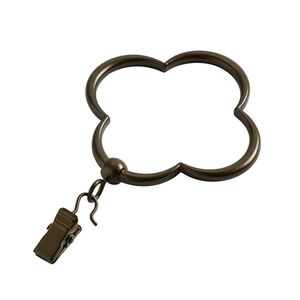 NWT Ballard Designs Set of 10 Bronze Quatrefoil Drapery Rings with Clips